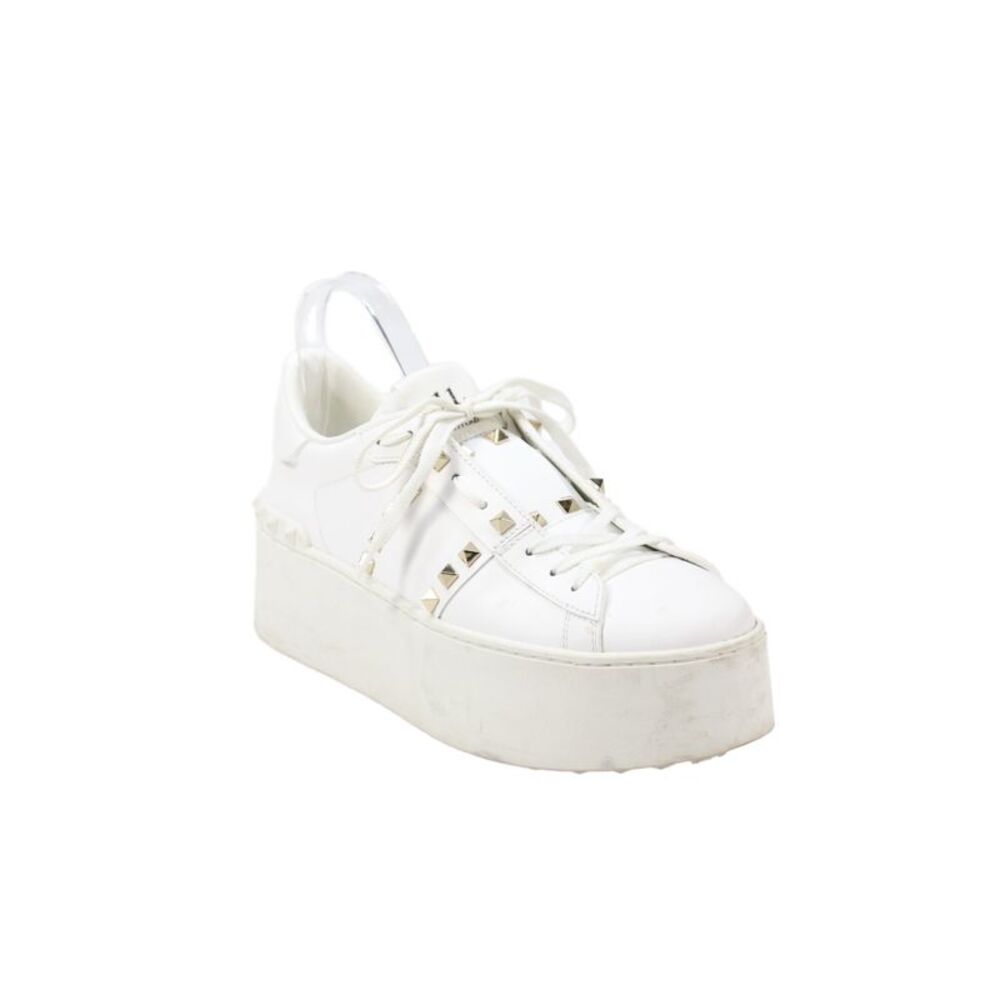 Valentino Garavani Womens Leather Rockstud Platform Sneakers White Size 41 11